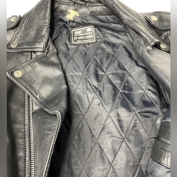 Vintage 90’s Leather Biker Jacket Black - Picture 9 of 11